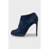 Blue suede ankle boots