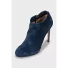 Blue suede ankle boots