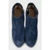 Blue suede ankle boots