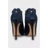 Blue suede ankle boots