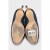 Blue suede ankle boots