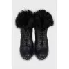 Insulated ankle boots with leather decor