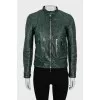 Python leather jacket with zipper