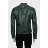 Python leather jacket with zipper