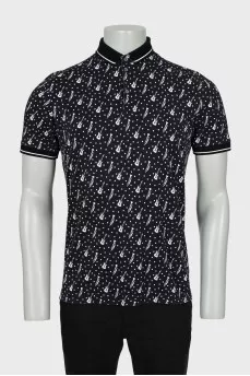 Men's Black and White Polo Shirt