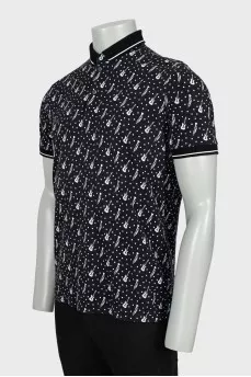 Men's Black and White Polo Shirt