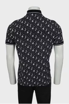 Men's Black and White Polo Shirt