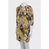 Silk dress with print and decor