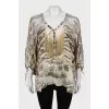 Silk blouse with fringe