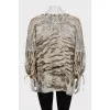 Silk blouse with fringe