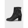Leather ankle boots with silver studs