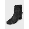 Leather ankle boots with silver studs