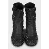 Leather ankle boots with silver studs