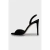 Velour high heel sandals