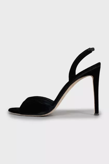 Velour high heel sandals