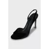 Velour high heel sandals