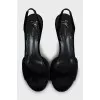 Velour high heel sandals