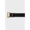 Leather belt with gold logo