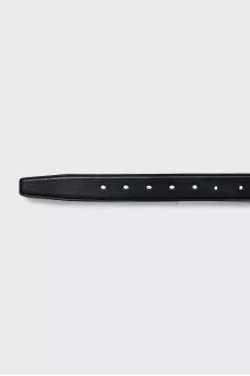 Leather belt with gold logo
