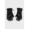 Leather gloves with embroidered logo