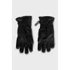Leather gloves with embroidered logo