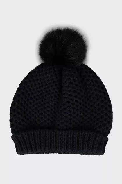 Black hat with pompom