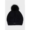 Black hat with pompom