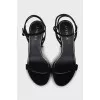 Suede sandals with rhinestones on heels