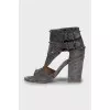 Grey suede ankle boots with studs