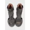 Grey suede ankle boots with studs