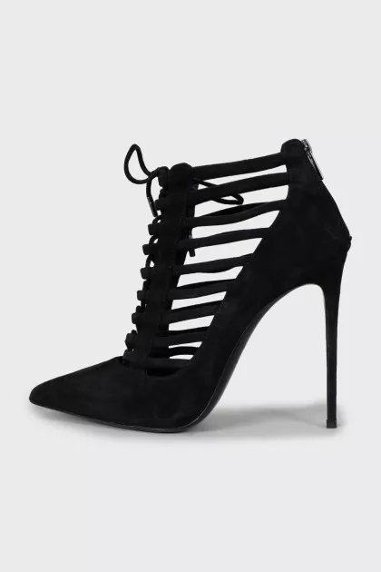 Black suede lace up shoes