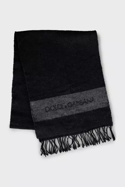 Wool scarf with brand logo