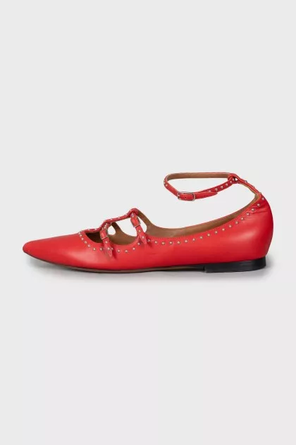 Leather ballet flats with pointed toe