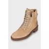 Brown embossed suede boots