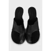 Leather heeled sandals with print