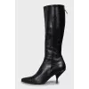 Pointed toe leather boots