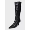 Pointed toe leather boots