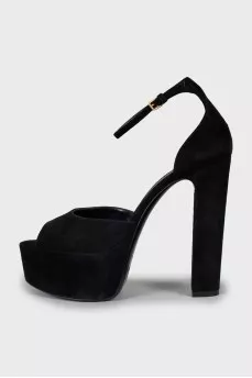 Black suede strap sandals