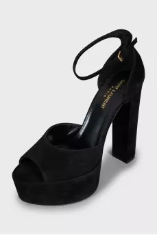 Black suede strap sandals