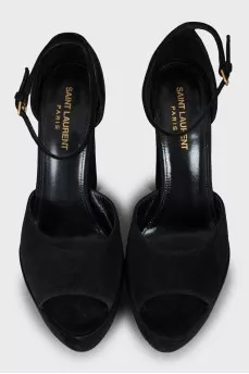 Black suede strap sandals