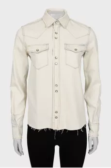 Denim shirt with raw hem