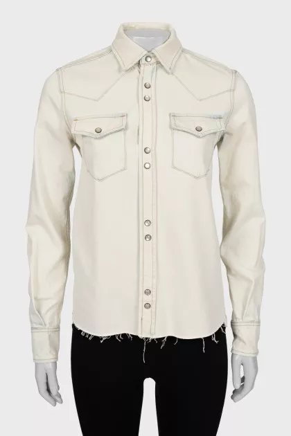 Denim shirt with raw hem
