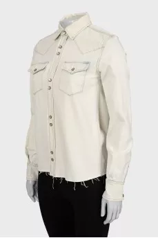 Denim shirt with raw hem