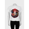 White T-shirt with sequins and print