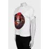 White T-shirt with sequins and print