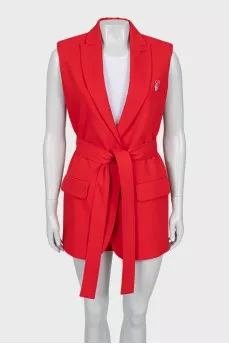 Red suit with shorts and a vest