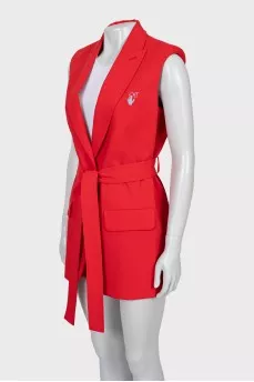 Red suit with shorts and a vest
