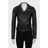 Leather jacket with print on the back