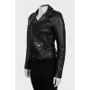 Leather jacket with print on the back