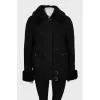 Oversized sheepskin coat with buttons